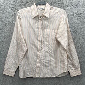 Retro Silk Button Down Shirt Multi Color Candy‎ Stripes Long Sleeve M Indie